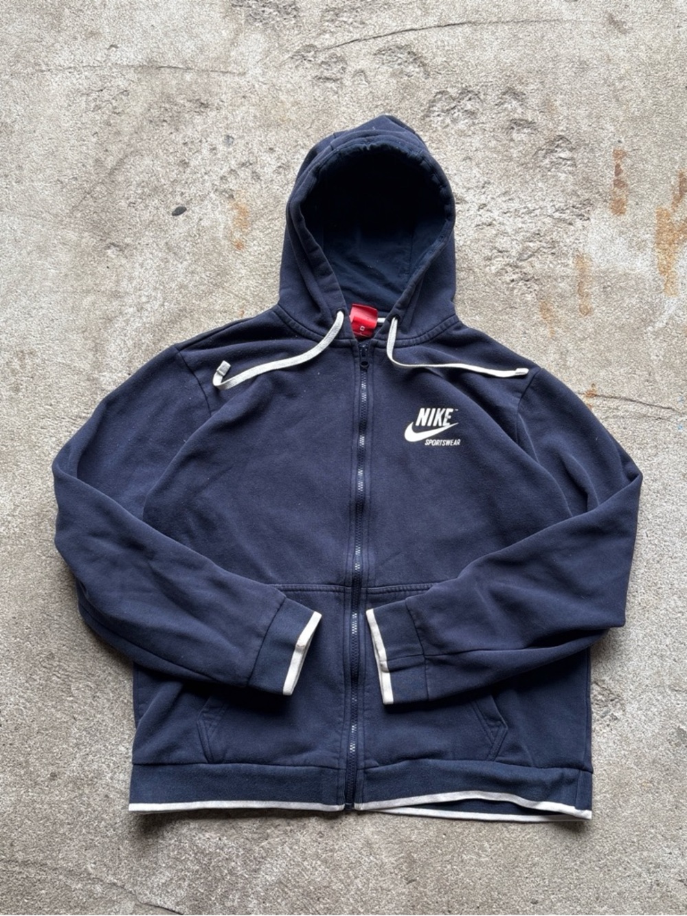 Nike Navy Zip-Up Hooded Jacket with White Accents